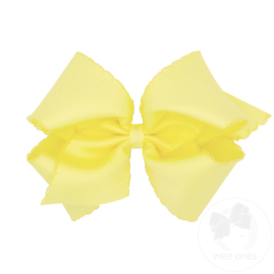 King Grosgrain Hair Bow with Matching Moonstitch Edge