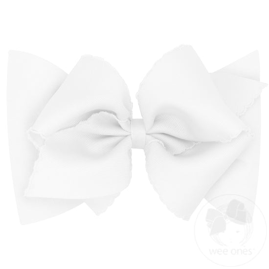 Small King Grosgrain Baby Girls Hair Bow With Matching Moonstitch Edge On Cotton Jersey Headband