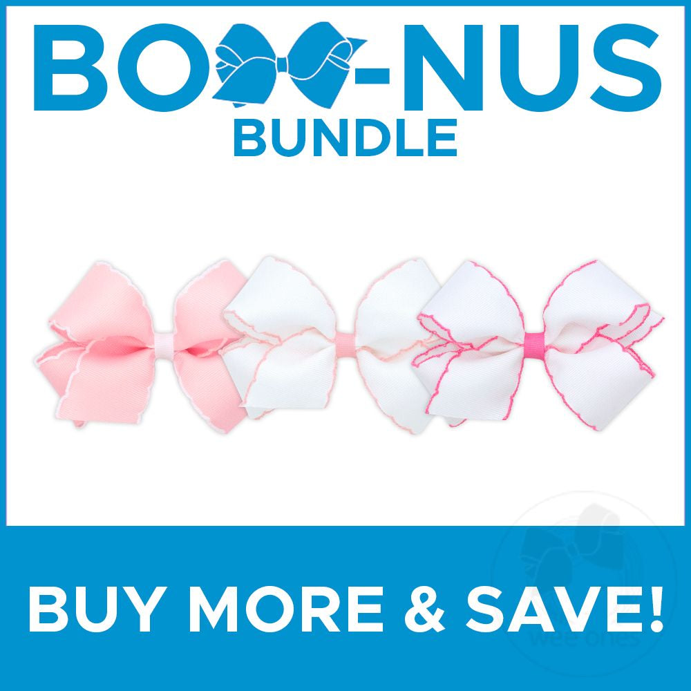 BUY MORE AND SAVE! 3 Medium Grosgrain Hair Bows with Moonstitch Edges