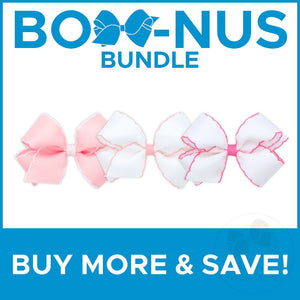 BUY MORE AND SAVE! 3 Medium Grosgrain Hair Bows with Moonstitch Edges