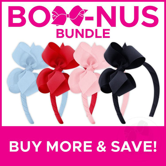 SAVE MORE WHEN YOU BUY 4! 4 Classic Grosgrain Headbands with Medium Girls Hair Bow
