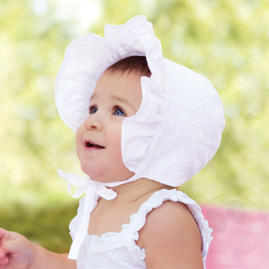 Cotton Poplin Ruffle Baby Bonnet