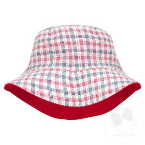 Boys Reversible Plaid Print Sun Hat