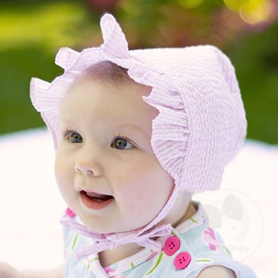 Seersucker Baby Bonnet