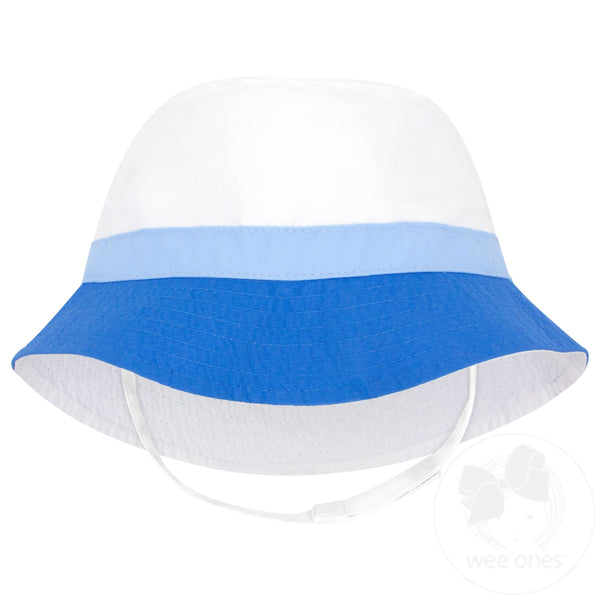 Reversible Boys Bucket Hat with Straps - BLUE / 0-6 MONTHS