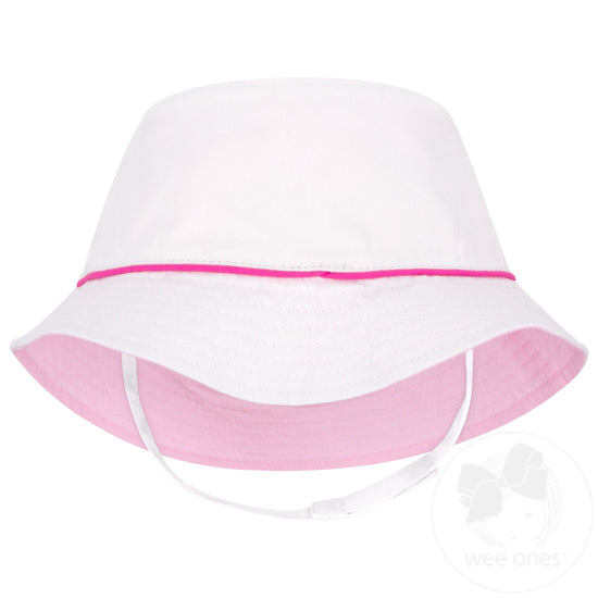 Reversible Embroidered Girls Bucket Hat with Straps