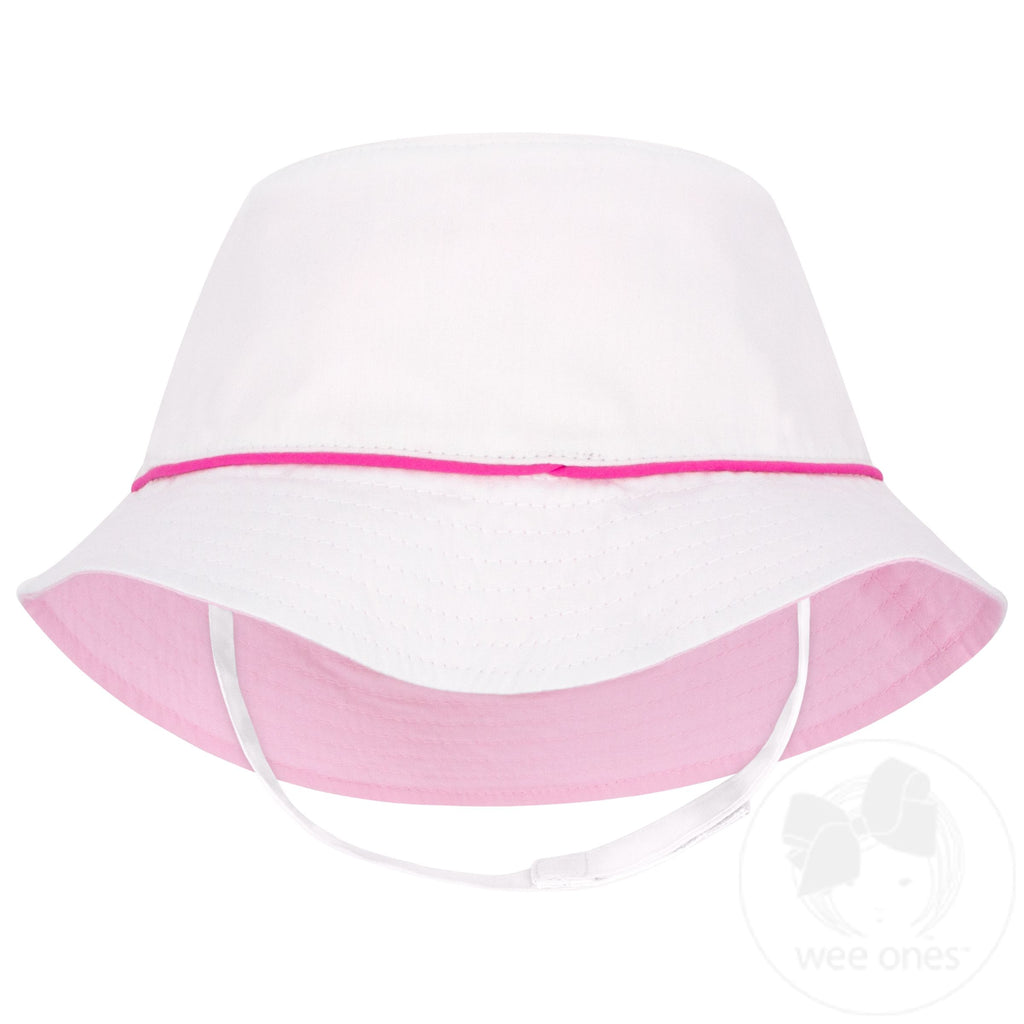 Reversible Embroidered Girls Bucket Hat with Straps