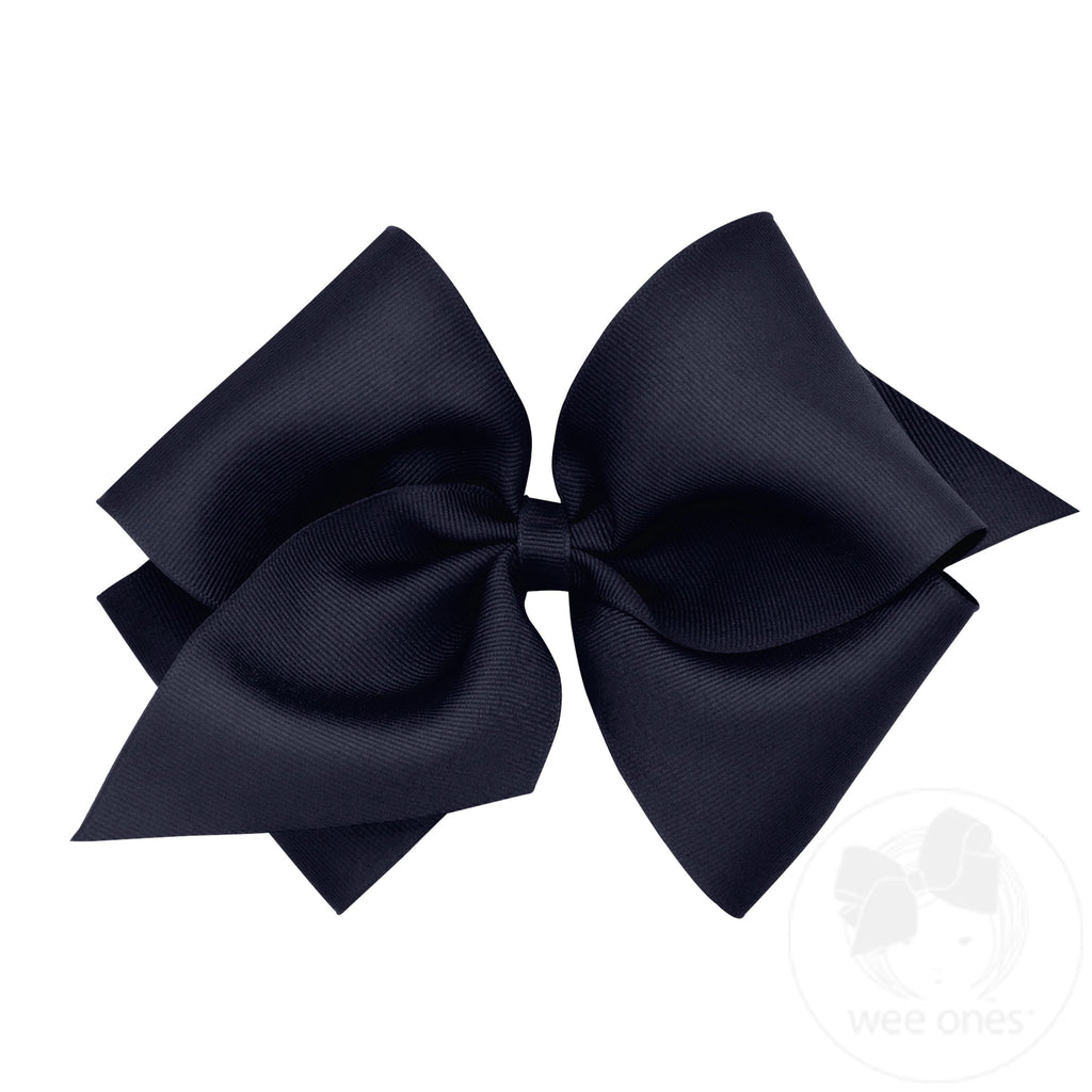 Wide King Classic Grosgrain Girls Hair Bow (Plain Wrap)